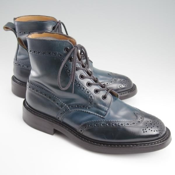 極美品★トリッカーズ SIZE 7【現行定価17万円以上★コードバン/紺/SHIPS別注】カントリーブーツ/M7484/メンズ/Tricker's★l301