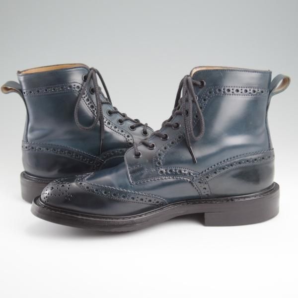 極美品★トリッカーズ SIZE 7【現行定価17万円以上★コードバン/紺/SHIPS別注】カントリーブーツ/M7484/メンズ/Tricker's★l301
