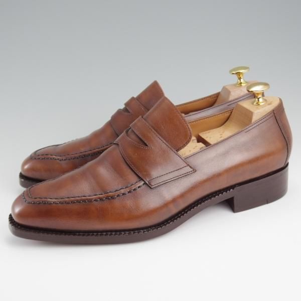 極上★徳島刑務所謹製 SIZE 25.5【ハンドソーンウェルテッド製法★コインローファー/茶】カーフ/メンズ★l304
