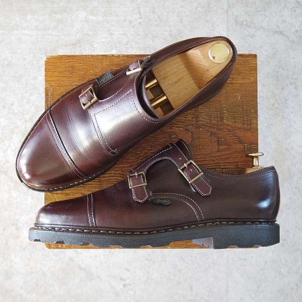 極上★パラブーツ SIZE 8【定価￥96,800-★ウィリアム/WILLIAM】マルシェソール/ダブルモンク/CAFE/カフェ/濃茶/メンズ/Paraboot★l313