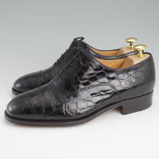 極美品★(伊)タニノクリスチー SIZE 4.5【高額★クロコダイル仕様/ストレートチップ】黒/メンズ/TANINO CRISCI★l335
