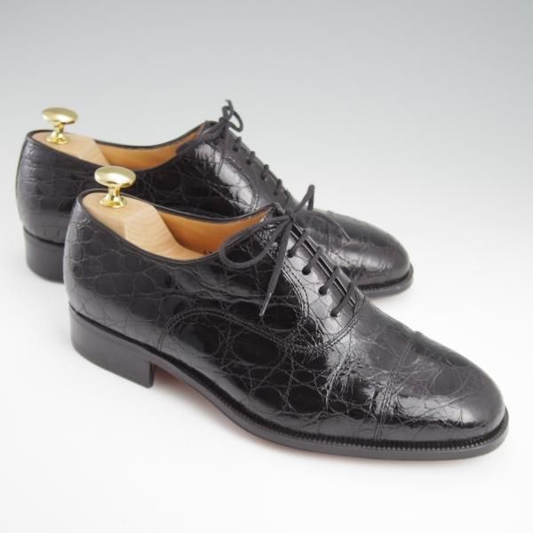 極美品★(伊)タニノクリスチー SIZE 4.5【高額★クロコダイル仕様/ストレートチップ】黒/メンズ/TANINO CRISCI★l335