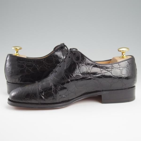 極美品★(伊)タニノクリスチー SIZE 4.5【高額★クロコダイル仕様/ストレートチップ】黒/メンズ/TANINO CRISCI★l335