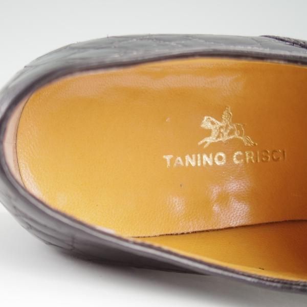 極美品★(伊)タニノクリスチー SIZE 4.5【高額★クロコダイル仕様/ストレートチップ】黒/メンズ/TANINO CRISCI★l335
