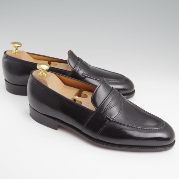 ※KN0318　JOHN LOBB FENCOTE コインローファー John Lobb Fencote Dark Brown Museum Calf Penny Loafer