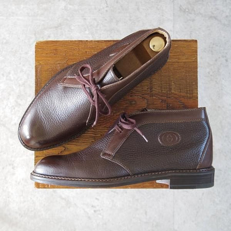 極美品★(伊)GUCCI/グッチ SIZE 40.5【貴重★チャッカブーツ/グレインレザー×カーフ】濃茶/メンズ★l345
