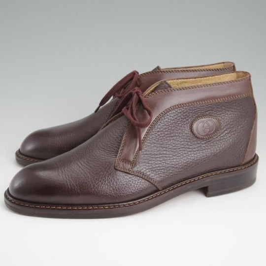 極美品★(伊)GUCCI/グッチ SIZE 40.5【貴重★チャッカブーツ/グレインレザー×カーフ】濃茶/メンズ★l345
