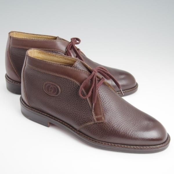 極美品★(伊)GUCCI/グッチ SIZE 40.5【貴重★チャッカブーツ/グレインレザー×カーフ】濃茶/メンズ★l345
