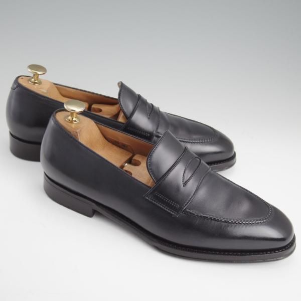 美品★(伊)F.LLIジャコメッティ SIZE 40【定価￥113,300-★コインローファー/FG562】ROSSAラスト/カーフ/濃紺/Giacometti★l347
