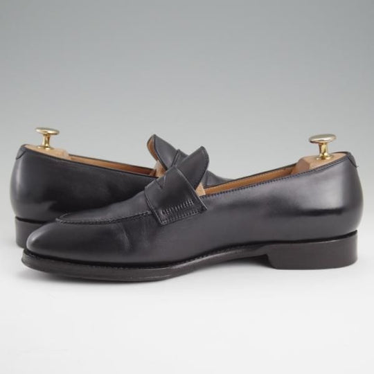 美品★(伊)F.LLIジャコメッティ SIZE 40【定価￥113,300-★コインローファー/FG562】ROSSAラスト/カーフ/濃紺/Giacometti★l347