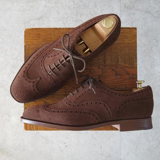 未使用★チャーチ 80F/UK8【旧チャーチ★アンテロープ革/REAL CAPE BUCK/73ラスト】3都市ロゴ/フルブローグ/スエード/濃茶/Church's★l349