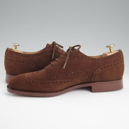 未使用★チャーチ 80F/UK8【旧チャーチ★アンテロープ革/REAL CAPE BUCK/73ラスト】3都市ロゴ/フルブローグ/スエード/濃茶/Church's★l349