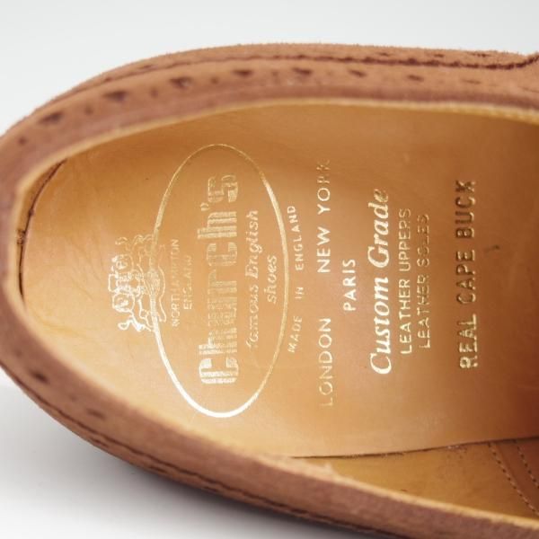 未使用★チャーチ 80F/UK8【旧チャーチ★アンテロープ革/REAL CAPE BUCK/73ラスト】3都市ロゴ/フルブローグ/スエード/濃茶/Church's★l349