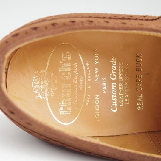 未使用★チャーチ 80F/UK8【旧チャーチ★アンテロープ革/REAL CAPE BUCK/73ラスト】3都市ロゴ/フルブローグ/スエード/濃茶/Church's★l349