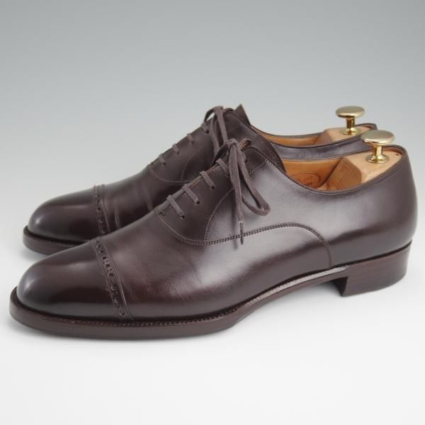 極上★LECOTT/レコット UK6.5程度【貴重★オーダー品/ハンドソーンウェルテッド製法】パンチドキャップトゥ/カーフ/濃茶/メンズ★l360