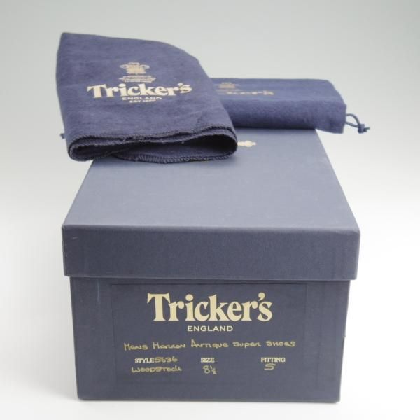 未使用★トリッカーズ SIZE 8.5【定価￥121,000-★Woodstock/マロンアンティーク】5636/プレーントゥ/カーフ/茶/メンズ/Tricker's★l361