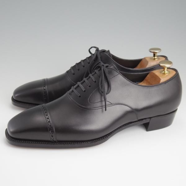 未使用★マニュファクチャーズ SIZE 7.5【定価8万円程度★(仏)デュプイ社のカーフ/パンチドキャップトゥ】黒/Manufacturers★l362