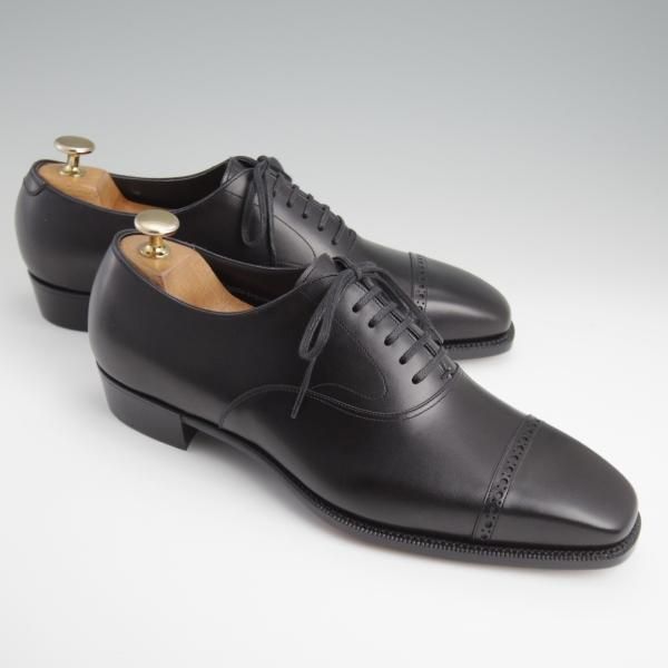 未使用★マニュファクチャーズ SIZE 7.5【定価8万円程度★(仏)デュプイ社のカーフ/パンチドキャップトゥ】黒/Manufacturers★l362