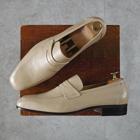 未使用★銀座ヨシノヤ SIZE 25.5【★コインローファー/薄茶】グレインレザー/メンズ/Ginza Yoshinoya★l367