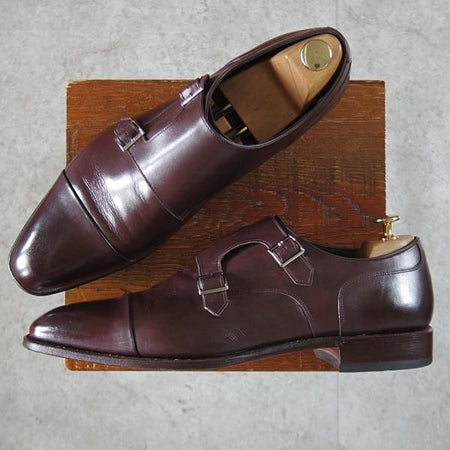 極上★シェットランドフォックス SIZE 9.5【レベルソ仕立て★バーミンガム/043F】ダブルモンク/カーフ/濃茶/メンズ/Shetlandfox★l370