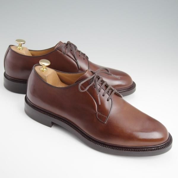 未使用★(台東区)ジョーワークス SIZE 9【注文価格￥107,800〜★(仏)アノネイ社のカーフ】プレーントゥ/茶/メンズ/JOE WORKS★l374