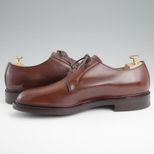 未使用★(台東区)ジョーワークス SIZE 9【注文価格￥107,800〜★(仏)アノネイ社のカーフ】プレーントゥ/茶/メンズ/JOE WORKS★l374