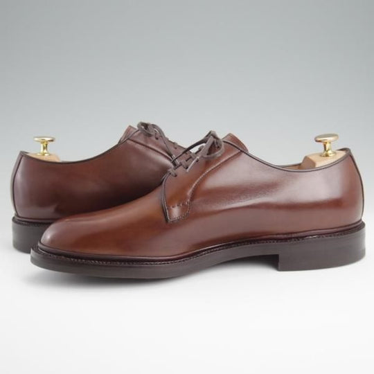 未使用★(台東区)ジョーワークス SIZE 9【注文価格￥107,800〜★(仏)アノネイ社のカーフ】プレーントゥ/茶/メンズ/JOE WORKS★l374
