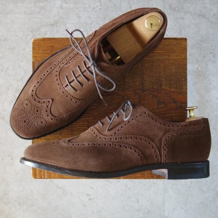 極美品★(英)Loake/ローク UK9.5【★フルブローグ/202DS】スエード/茶/メンズ★l383