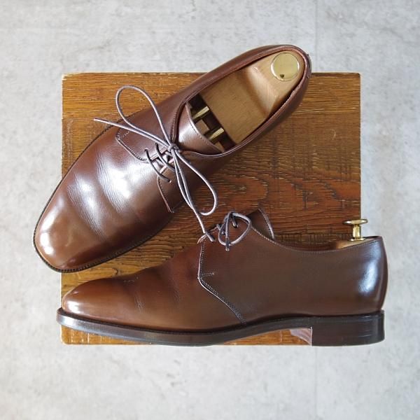 極上★クロケット&ジョーンズ 7E【★ロイドフットウェア別注/Lloyd Footwear】Vフロント/プレーントゥ/カーフ/濃茶/Crockett&Jones★l387