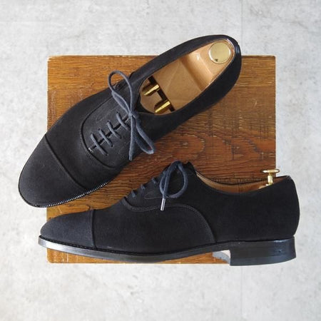 極上★チャーチ 75F/UK7.5【旧チャーチ★3都市ロゴ/84ラスト】ストレートチップ/スエード/黒/メンズ/Church's★l389