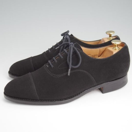 極上★チャーチ 75F/UK7.5【旧チャーチ★3都市ロゴ/84ラスト】ストレートチップ/スエード/黒/メンズ/Church's★l389