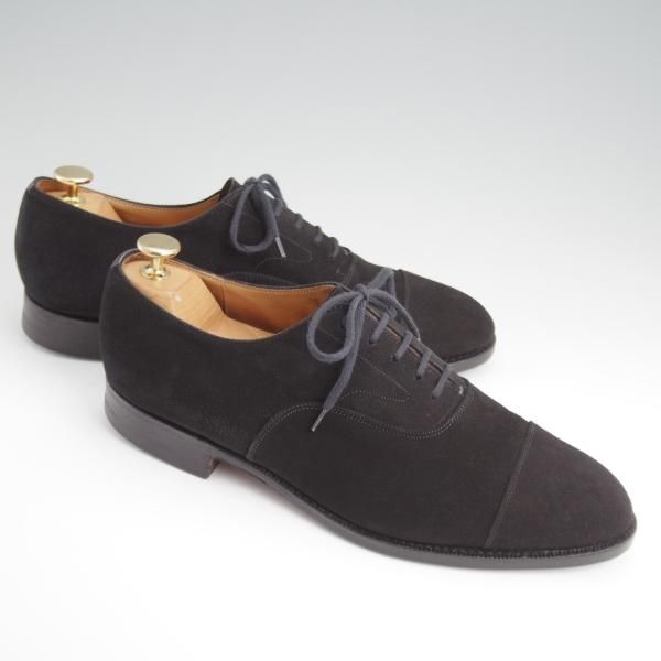 極上★チャーチ 75F/UK7.5【旧チャーチ★3都市ロゴ/84ラスト】ストレートチップ/スエード/黒/メンズ/Church's★l389