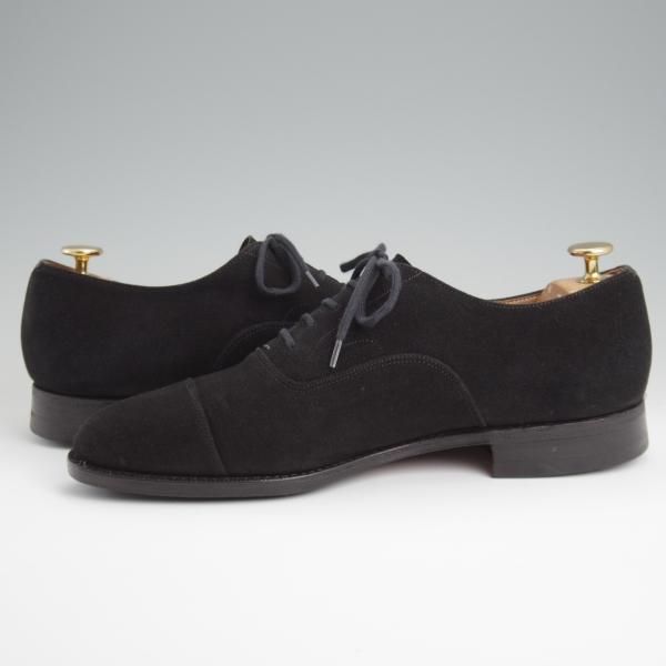 極上★チャーチ 75F/UK7.5【旧チャーチ★3都市ロゴ/84ラスト】ストレートチップ/スエード/黒/メンズ/Church's★l389