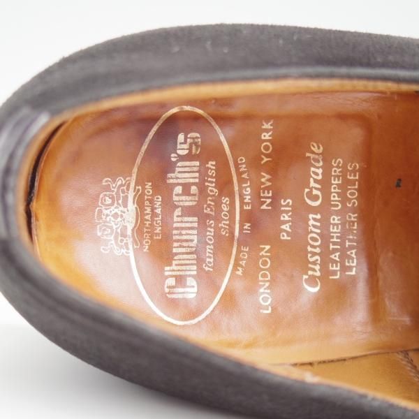 極上★チャーチ 75F/UK7.5【旧チャーチ★3都市ロゴ/84ラスト】ストレートチップ/スエード/黒/メンズ/Church's★l389