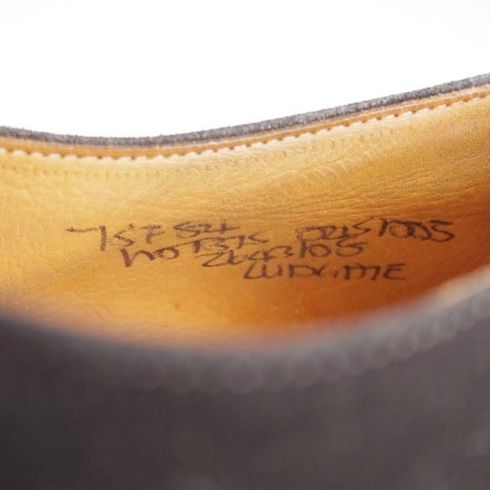 極上★チャーチ 75F/UK7.5【旧チャーチ★3都市ロゴ/84ラスト】ストレートチップ/スエード/黒/メンズ/Church's★l389