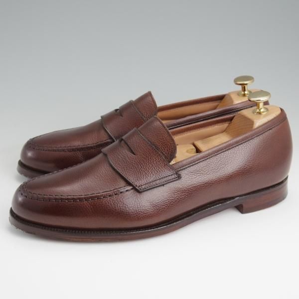 美品★クロケット&ジョーンズ 7.5E【定価￥110,000-★BOSTON 2/ボストン】コインローファー/シボ革/濃茶/Crockett&Jones★l391