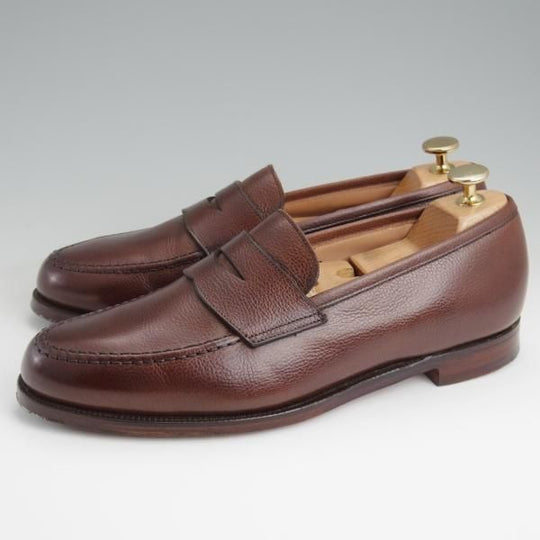 美品★クロケット&ジョーンズ 7.5E【定価￥110,000-★BOSTON 2/ボストン】コインローファー/シボ革/濃茶/Crockett&Jones★l391