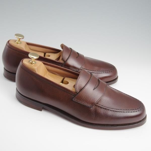 美品★クロケット&ジョーンズ 7.5E【定価￥110,000-★BOSTON 2/ボストン】コインローファー/シボ革/濃茶/Crockett&Jones★l391