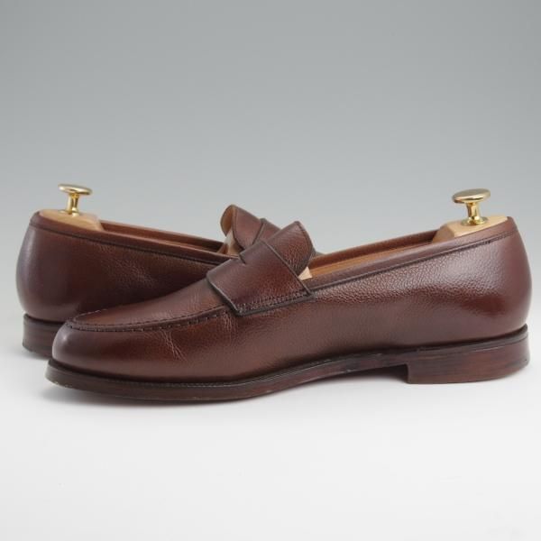 美品★クロケット&ジョーンズ 7.5E【定価￥110,000-★BOSTON 2/ボストン】コインローファー/シボ革/濃茶/Crockett&Jones★l391