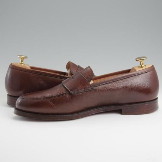 美品★クロケット&ジョーンズ 7.5E【定価￥110,000-★BOSTON 2/ボストン】コインローファー/シボ革/濃茶/Crockett&Jones★l391