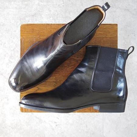 極上★(伊)BONORA/ボノーラ SIZE 41.5【★サイドゴアブーツ/黒】カーフ/メンズ★l392