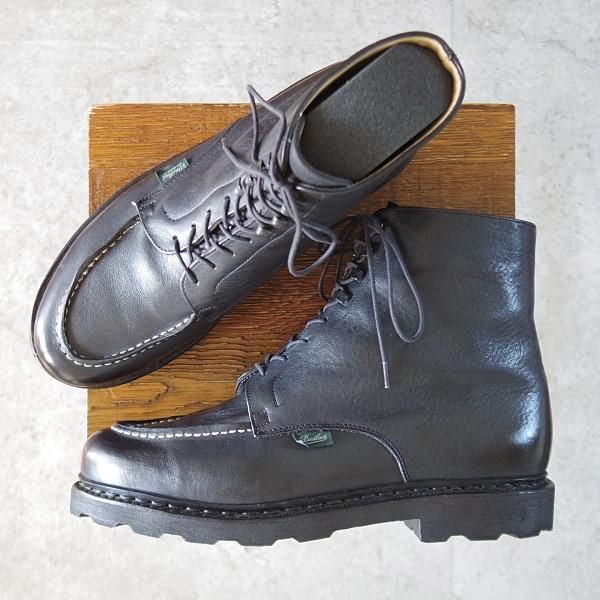 極美品★パラブーツ SIZE 7.5【モデル定価￥104,500-★ESTNATION別注/シュリンクレザー仕様のBEAULIEU】ボーリュー/黒/Paraboot★l393