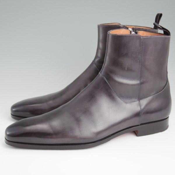 極上★(伊)サントーニ SIZE 7【黒系パティーヌ★サイドジップブーツ】10917/カーフ/メンズ/Santoni★l400