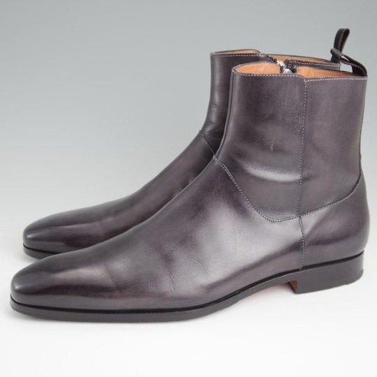 極上★(伊)サントーニ SIZE 7【黒系パティーヌ★サイドジップブーツ】10917/カーフ/メンズ/Santoni★l400