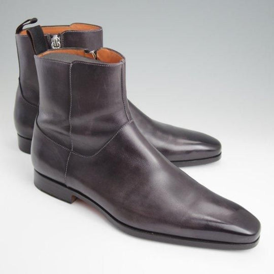 極上★(伊)サントーニ SIZE 7【黒系パティーヌ★サイドジップブーツ】10917/カーフ/メンズ/Santoni★l400