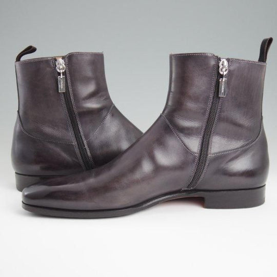 極上★(伊)サントーニ SIZE 7【黒系パティーヌ★サイドジップブーツ】10917/カーフ/メンズ/Santoni★l400