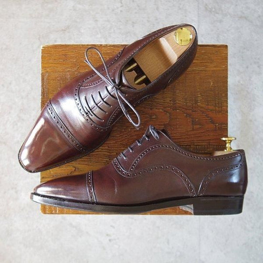 ★(仏)Corthay/コルテ SIZE 8【定価￥225,500-★BUCY/クォーターブローグ】濃茶/カーフ/メンズ★l402