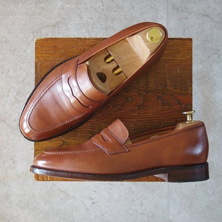 極美品★(英)Loake/ローク 8F【★WHITEHALL/コインローファー】025ラスト/カーフ/茶/メンズ★l403