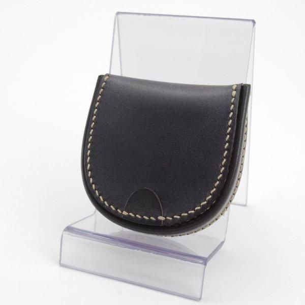 ほぼ未使用★万双【定価￥9,680-★ブライドルレザー仕様/コインケース/馬蹄型】小銭入れ/レザー/本革/黒/メンズ★l411