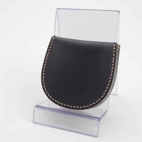 ほぼ未使用★万双【定価￥9,680-★ブライドルレザー仕様/コインケース/馬蹄型】小銭入れ/レザー/本革/黒/メンズ★l411